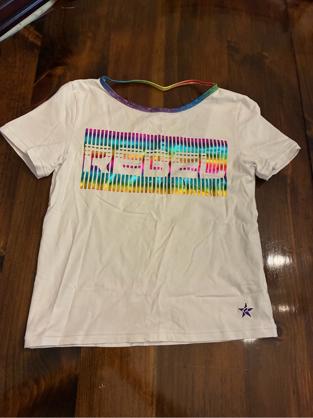 REBEL ATHLETIC White Short Sleeve Kids Tee with Rainbow 'REBEL' Graphic
